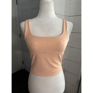 Vuori Tank Top Womens Small Orange Cropped Square Neck Sleeveless Athletic Yoga